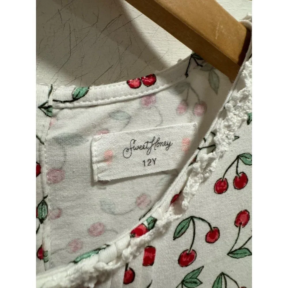 Sweet Honey Cherries Spin Dress Sz 12 Girls - Picture 2 of 7